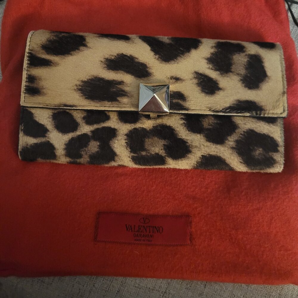 Valentino Animal-Print Calfhair Wallet